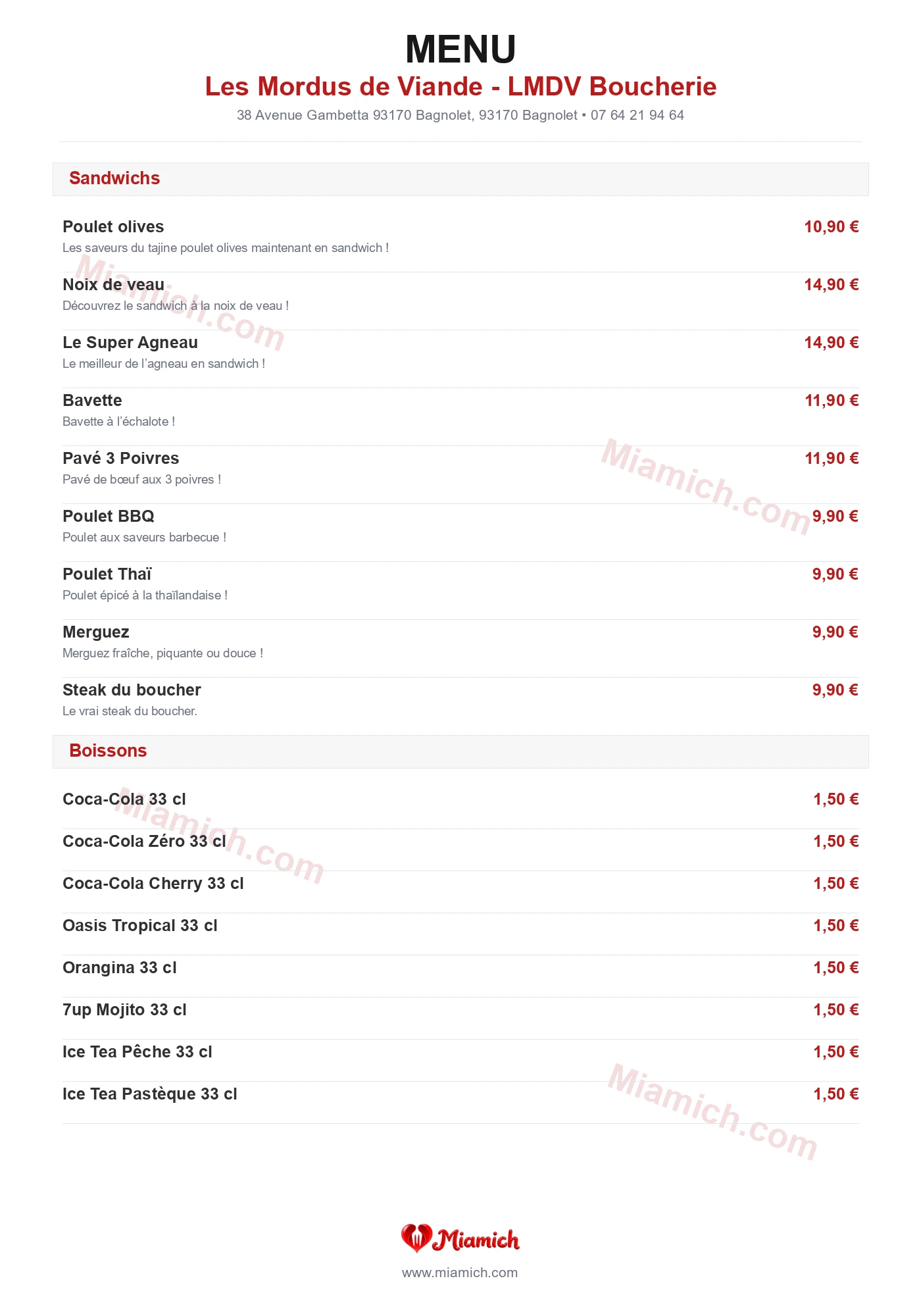 Les Mordus de Viande - LMDV Boucherie, 93170, Bagnolet, boucherie-halal, Boucherie, departement 93, menu, photo, page 1