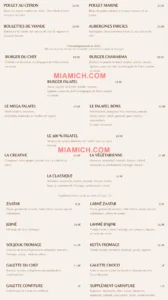 Al Boustan menu carte restaurant halal miamich paris